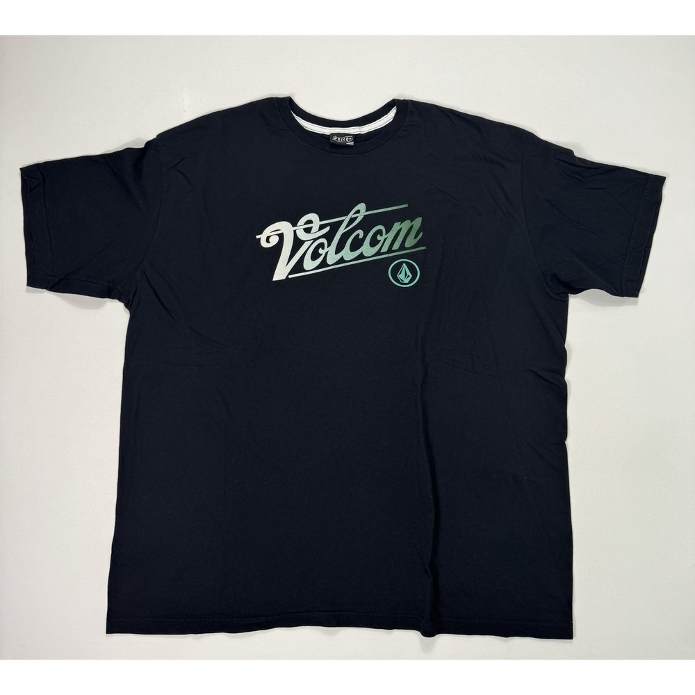 Volcom Vintage Y2k T-Shirt Mens 2XL Black Graphic Tee Surf Skate Stone Logo XXL